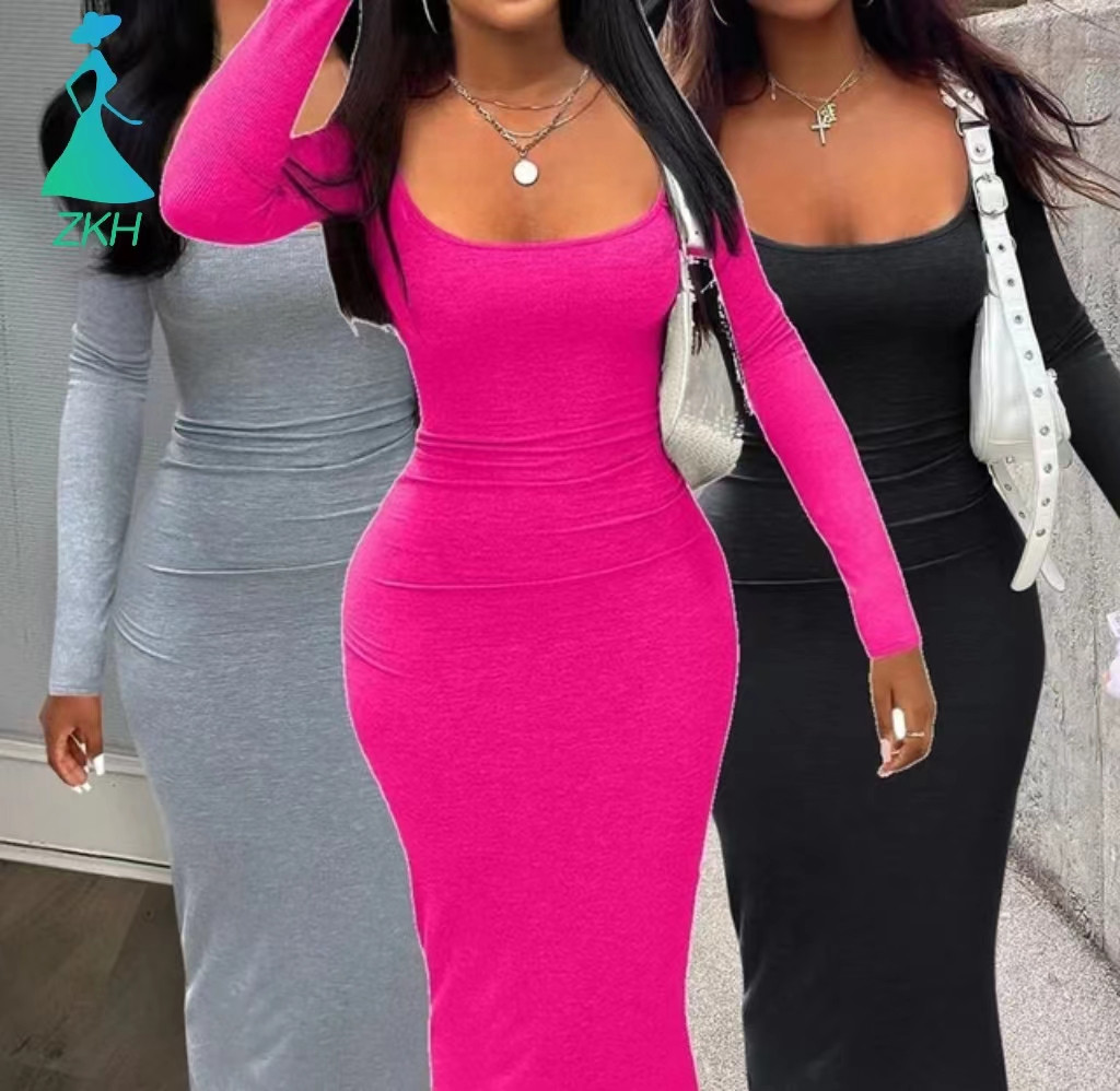 Robe Bodycon élégante  à manches longues